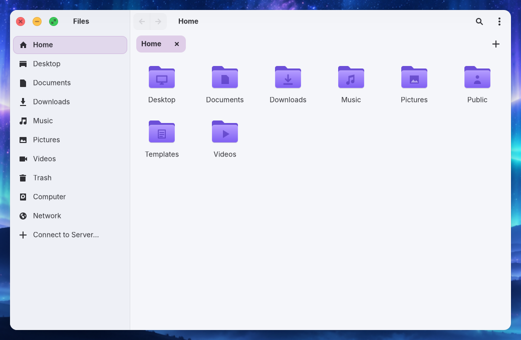 Files with home folders and sidebar places