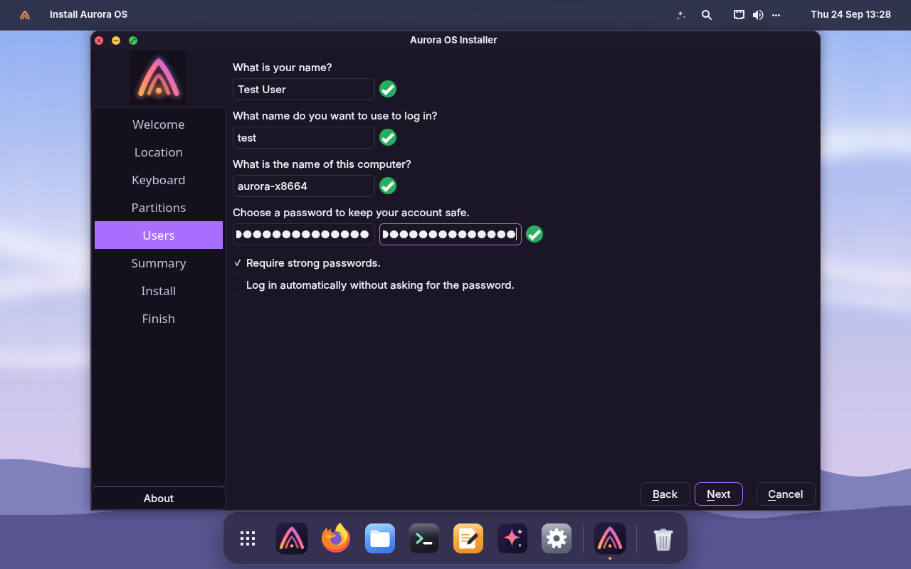 The installer's user page