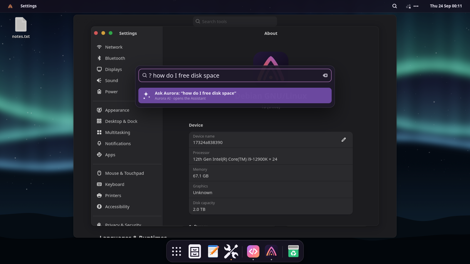 Spotlight with an Ask Aurora result