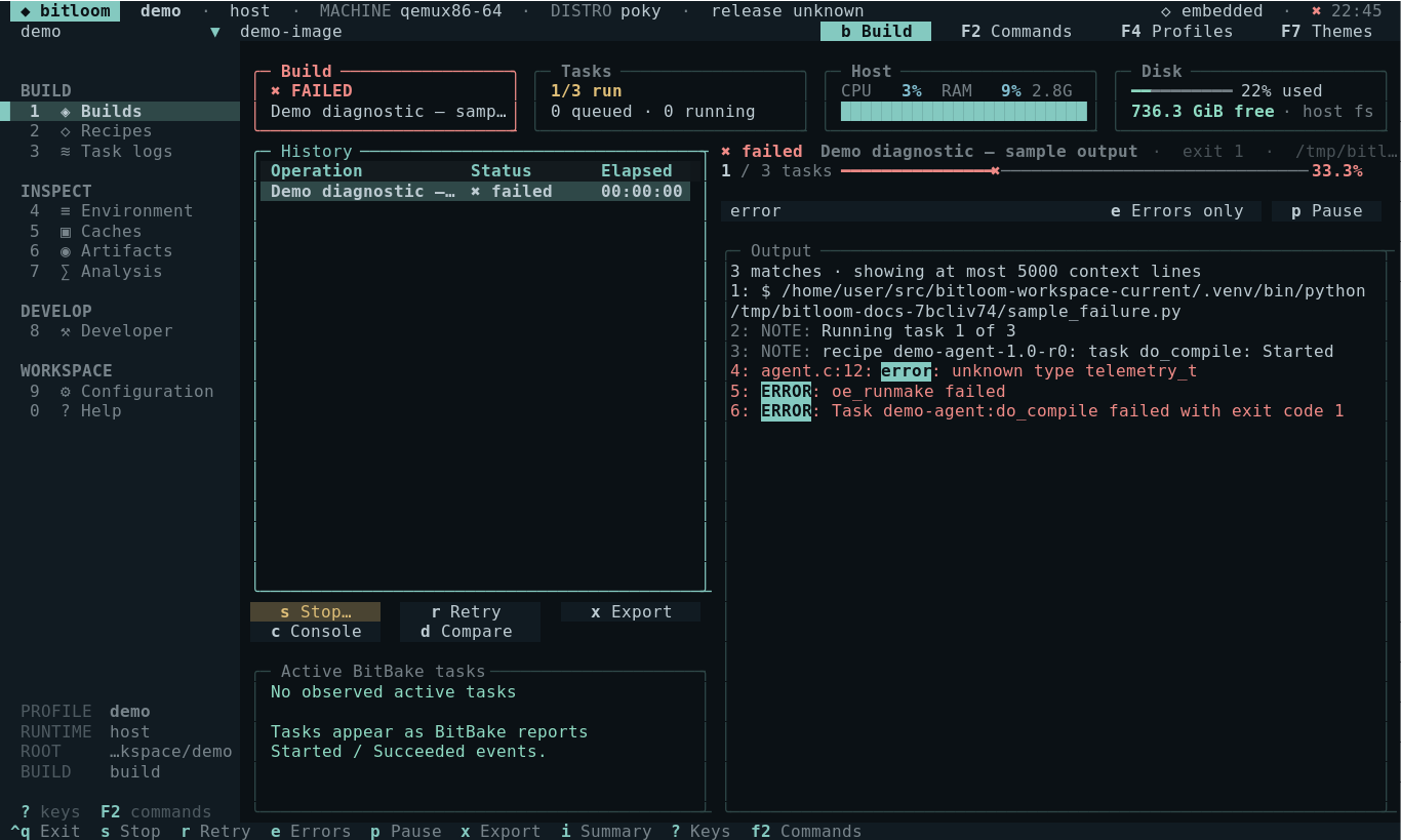 Error search with contextual lines