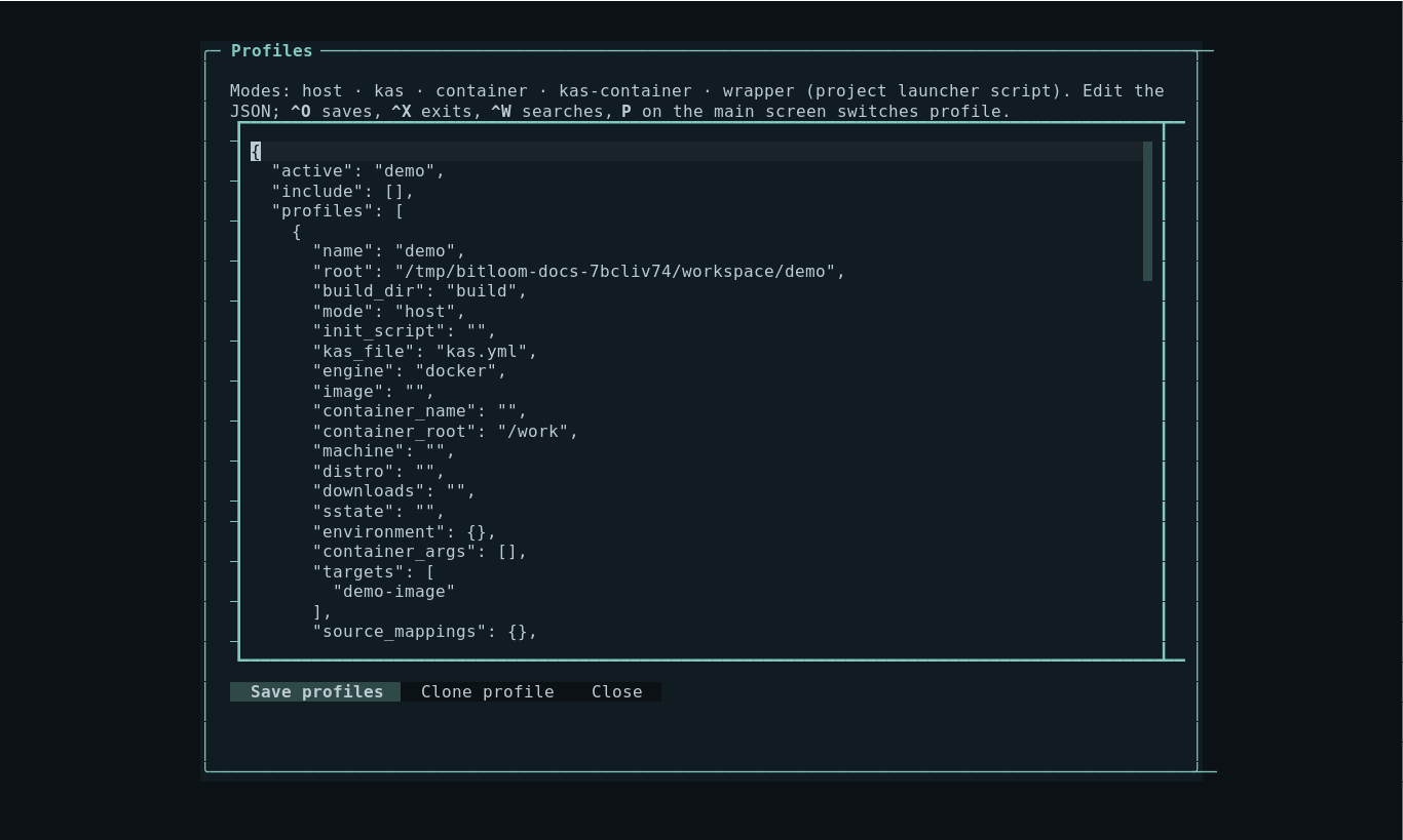 Custom profile JSON editor