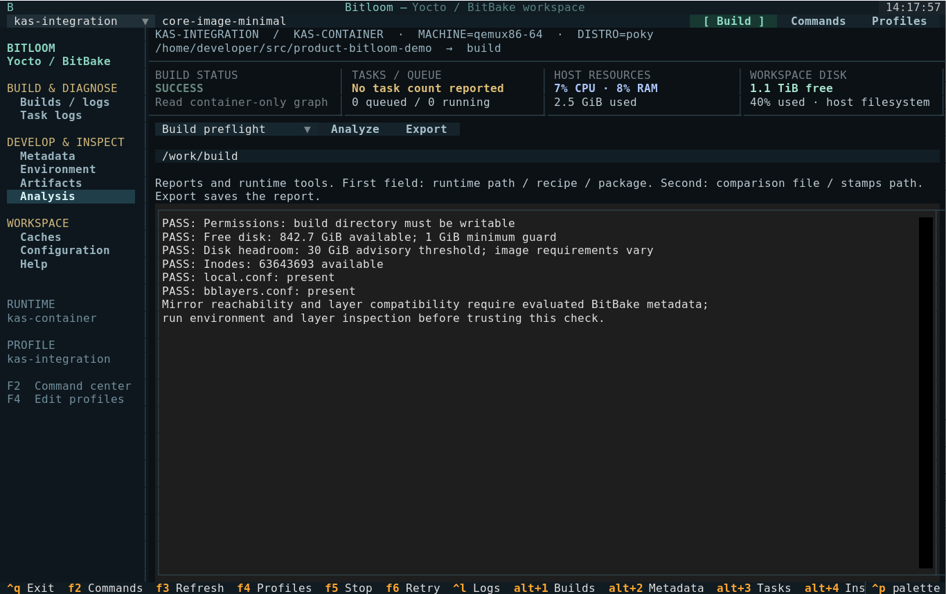 Actual container filesystem preflight