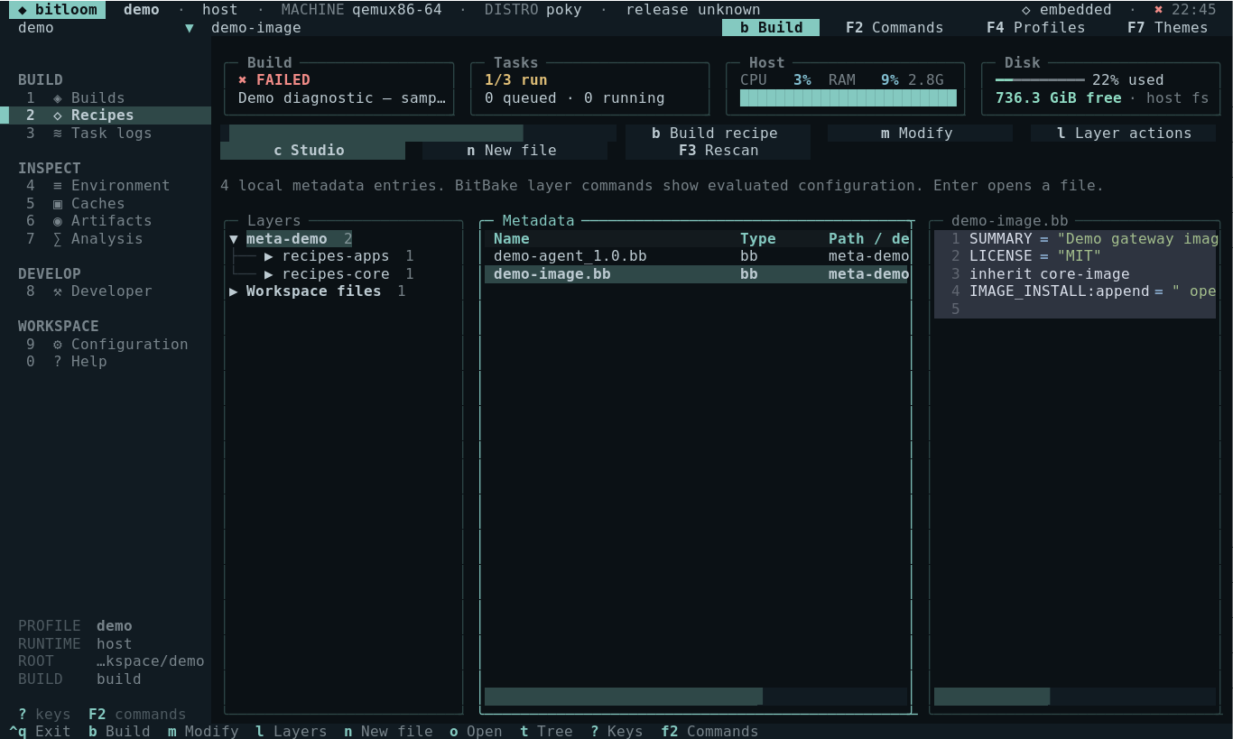 Task logs ordered by recipe and modification