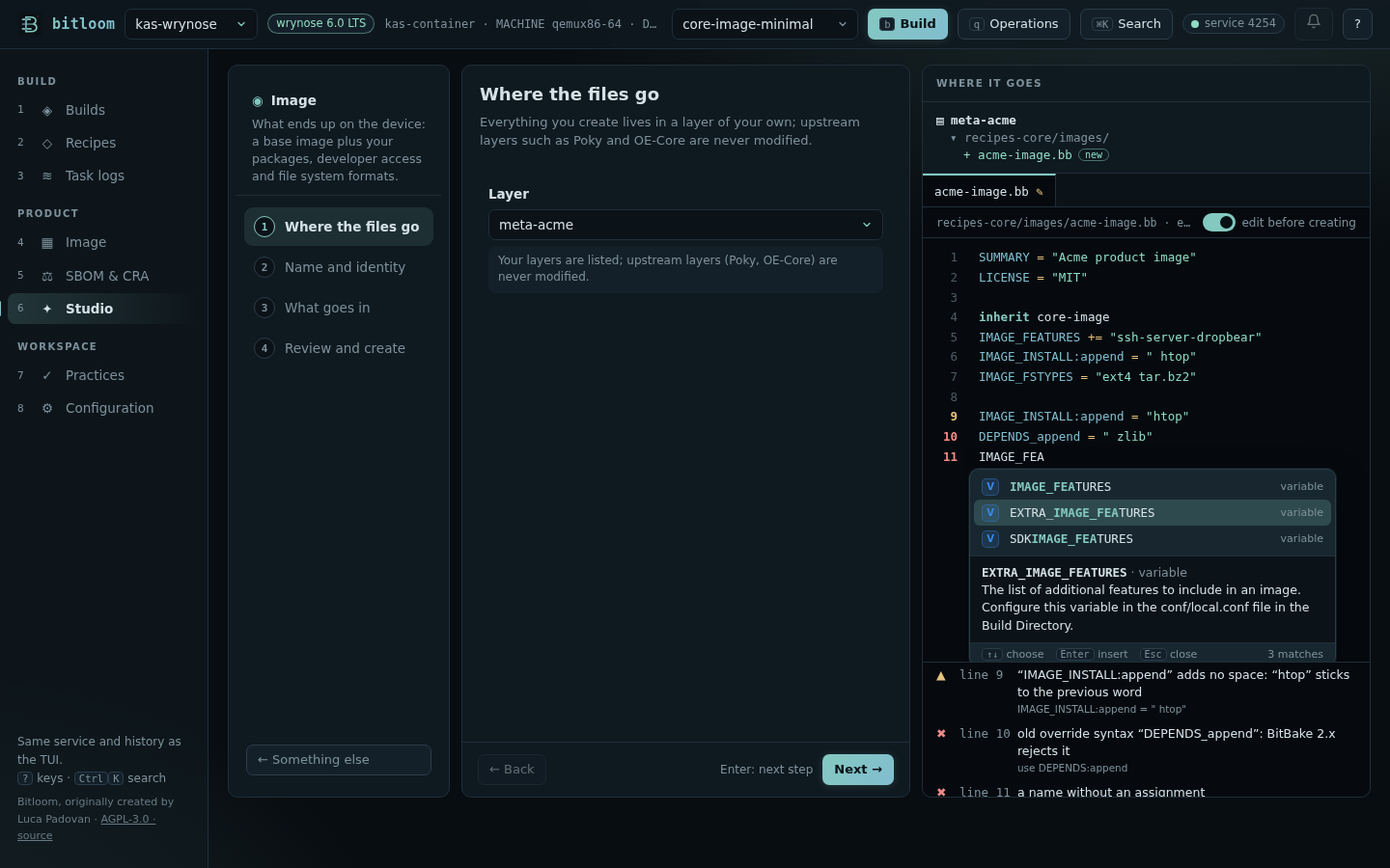 Completion with documentation and live problems in Studio's editor