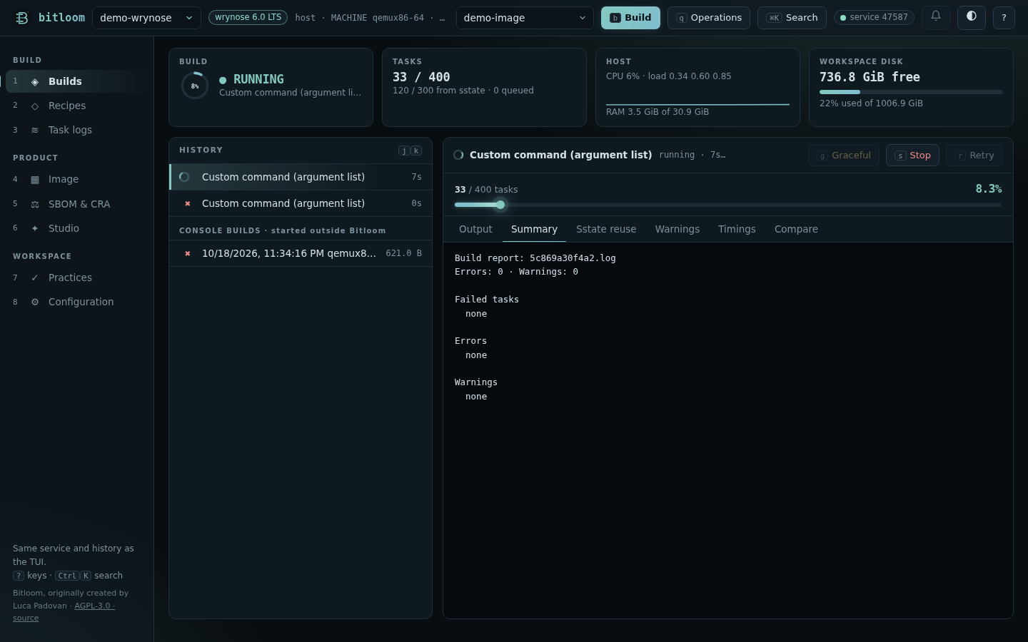 Build summary tab